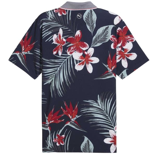 Puma Herr Mattr Luau Floral Performance Pikétröja S Mörkblå/ Dark Navy/Red S