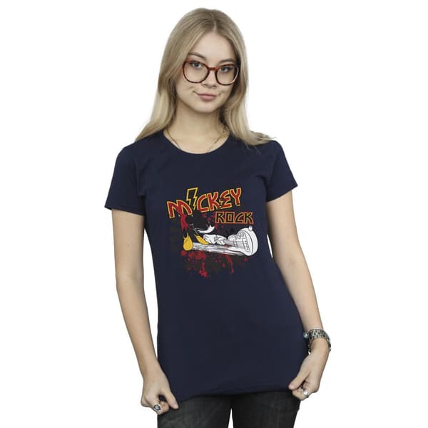 Disney Dam/Dam Musse Pigg Smash Gitarr Rock Bomulls T-shirt Navy Blue M