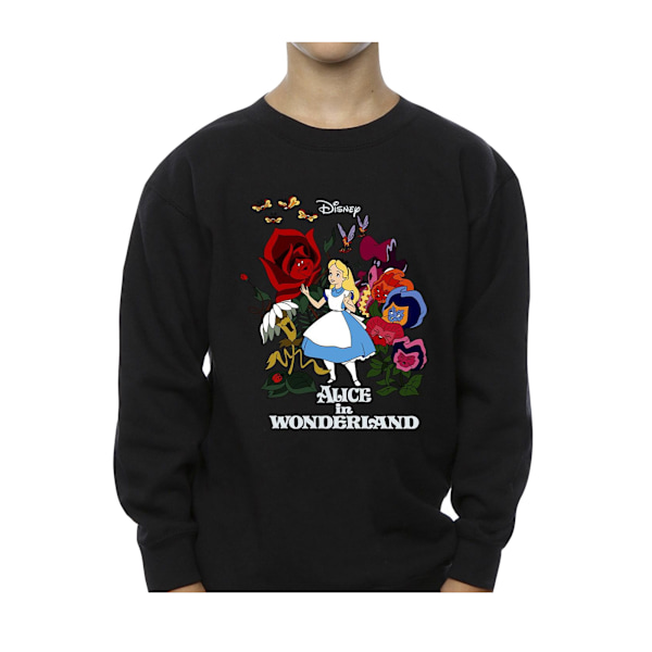 Disney Boys Alice In Wonderland Flowers Sweatshirt 7-8 År Bl Black 7-8 Years