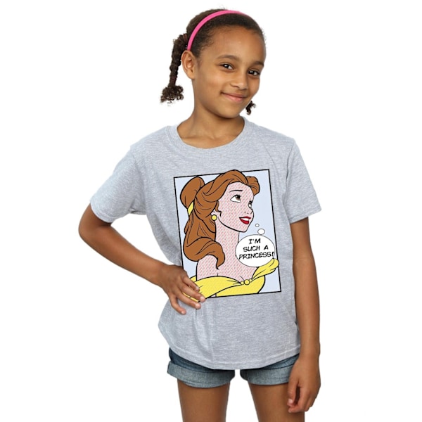 Disney Princess Girls Belle Pop Art Bomull T-shirt 7-8 år Sp Sports Grey 7-8 Years