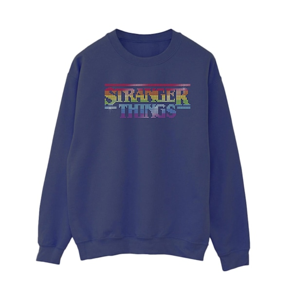 Netflix Dam/Kvinnor Stranger Things Rainbow Dot Logo Sweatshirt Navy Blue L