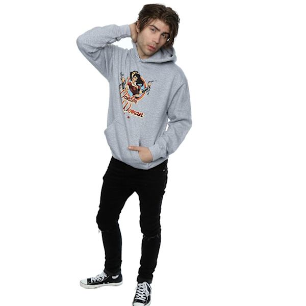 DC Comics Herr DC Bombshells Wonder Woman Badge Hoodie 3XL Värme Heather Grey 3XL