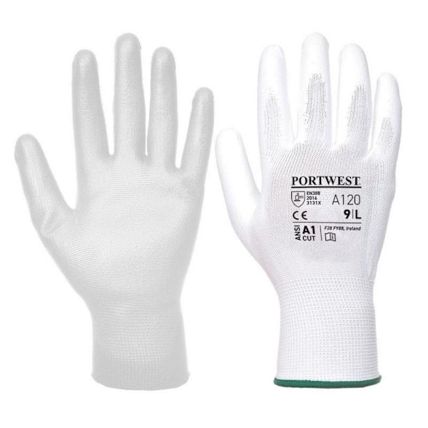 Portwest PU-belagda handskar (A120) / Arbetskläder M Vit White M