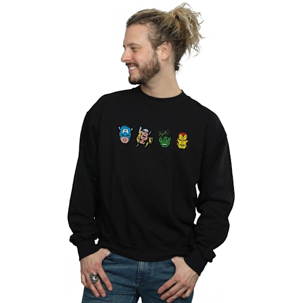 Marvel Herr Avengers Comic Heads Sweatshirt 5XL Svart Black 5XL