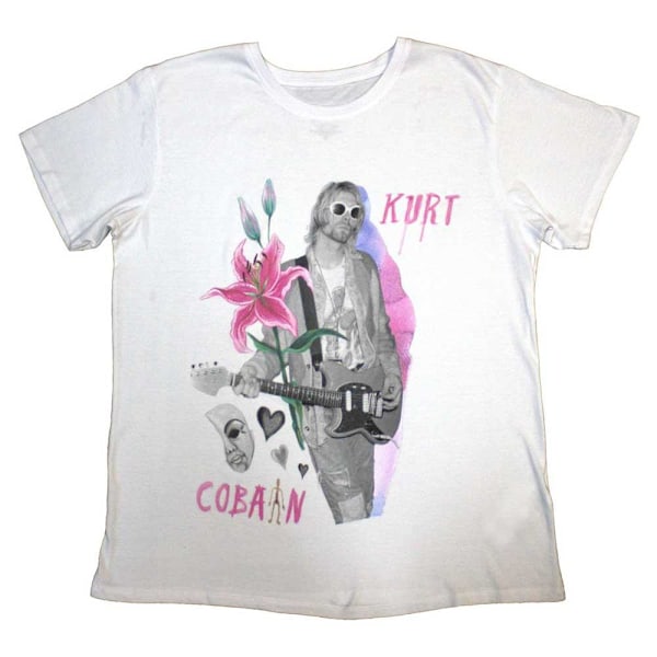 Kurt Cobain Unisex Vuxen Blommig T-shirt XXL Vit White XXL