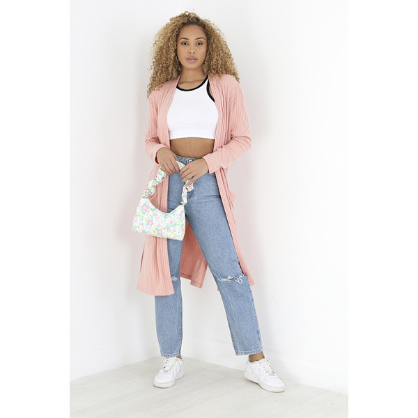 Brave Soul Dam/Kvinnor Ribbstickad Cardigan S Dusty Pink Dusty Pink S