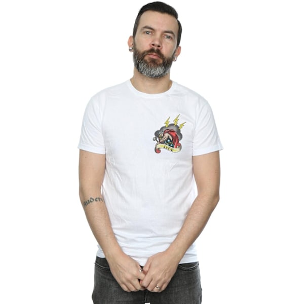 Marvel Herr Thor Tatuering Brösttryck T-shirt 4XL Vit White 4XL