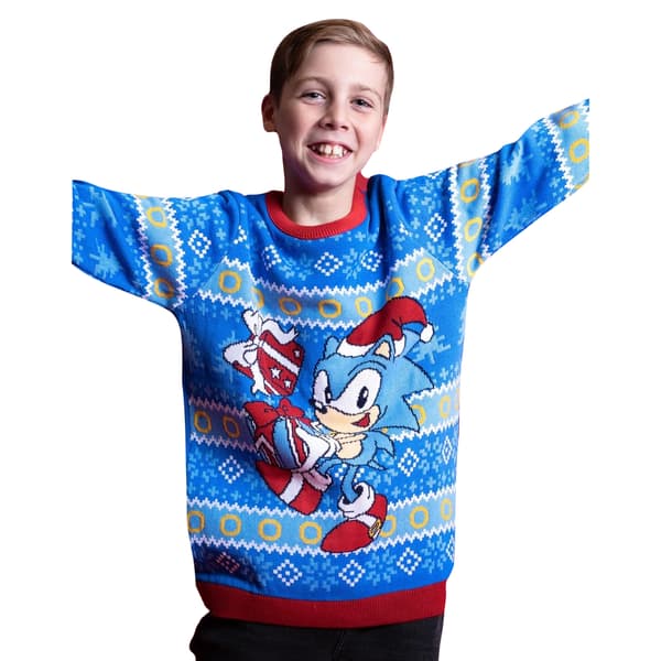 Sonic The Hedgehog Barn/Barn Stickad Jultröja 7-8 Sky Blue 7-8 Years
