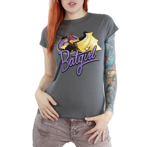 DC Bombshells Dam Batgirl Badge Heather T-shirt L Cha för kvinnor/damer Charcoal L