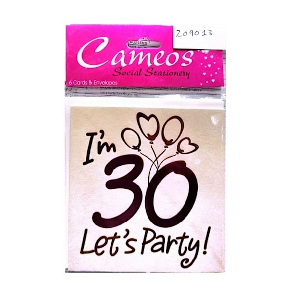 Cameos Jag fyller 30 Fest Inbjudningar (6-pack) One Size Vit White/Black One Size