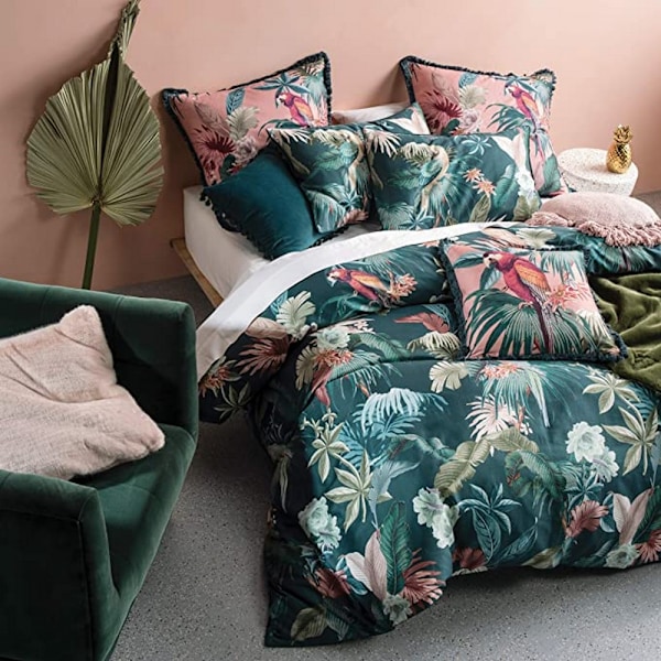 Linen House Fernanda Påslakanset Enkelsäng Grön/Rosa Green/Pink Single