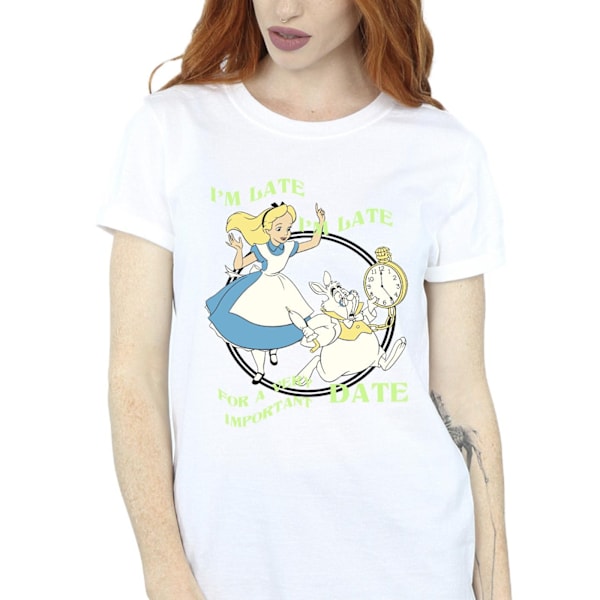 Disney Womens/Ladies Alice In Wonderland I´m Late Cotton Boyfri White 3XL