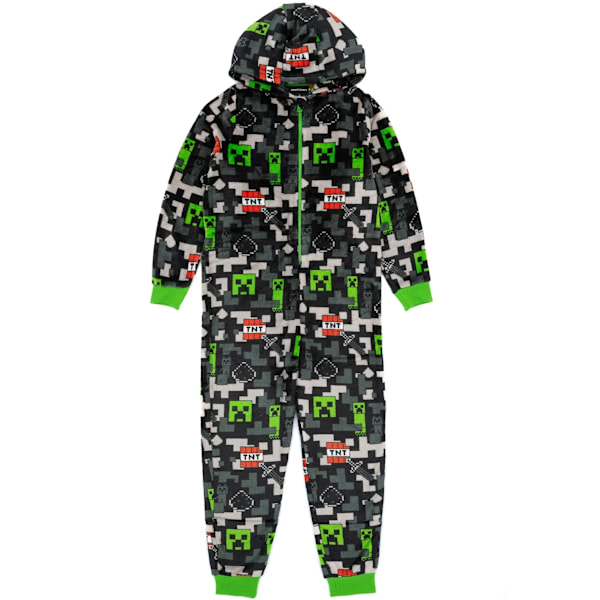 Minecraft Barn Overall Tryckt Pyjamas 9-10 År Svart/Grön Black/Green 9-10 Years