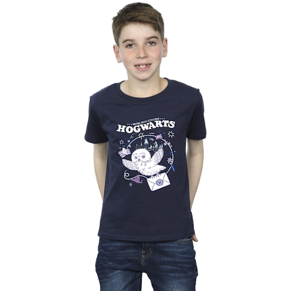 Harry Potter Pojkar Uggla Brev Från Hogwarts T-Shirt 9-11 År N Navy Blue 9-11 Years