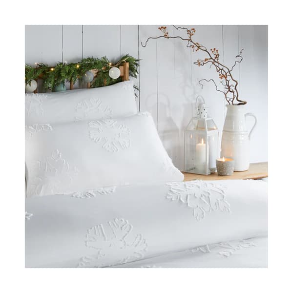 Duvet Day Snow Crystal Vändbart Mjukt Tuftat Påslakan White Single