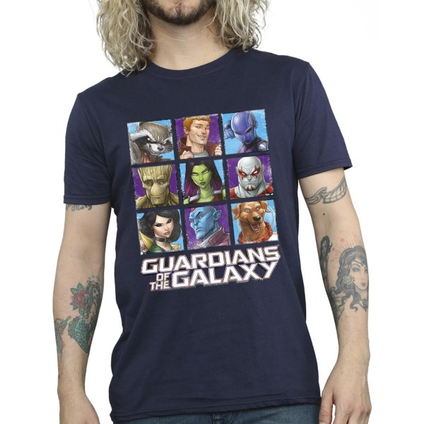 Guardians Of The Galaxy Mens Character Squares T-shirt S Navy B Navy Blue S