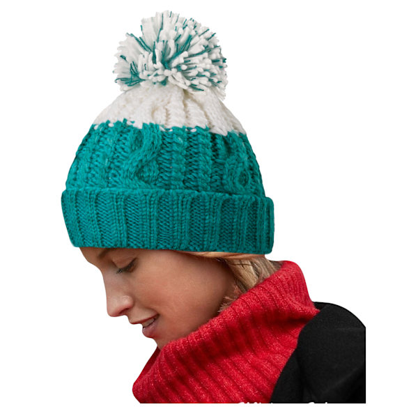 Beechfield Unisex Vuxen Apres Mössa med Uppvikt Kant One Size Emerald/S Emerald/Soft White One Size