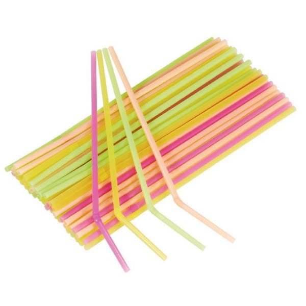 Neon Beach Straw (Förpackning med 40) One Size Flerfärgad Multicoloured One Size