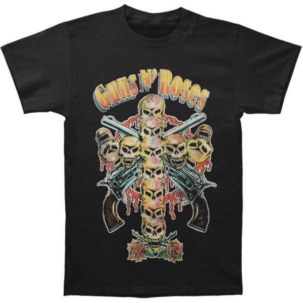Guns N Roses Unisex Vuxen 80-tal Skull Cross T-shirt XL Svart Black XL