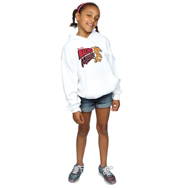 Tom And Jerry Girls Macho Mouse Hoodie 7-8 År Vit White 7-8 Years