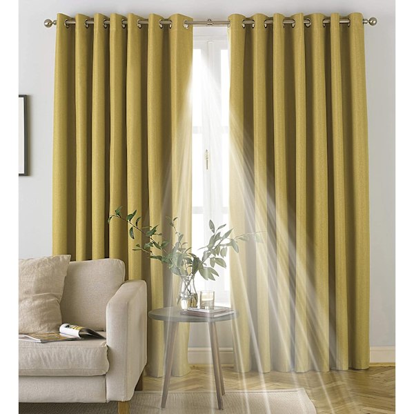 Furn Moon Öglettgardiner En Storlek Ockragul Ochre Yellow One Size