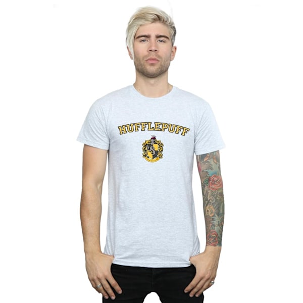 Harry Potter T-shirt för män med Hufflepuff-vapen, 3XL, sportgrå Sports Grey 3XL