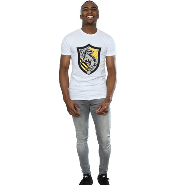 Harry Potter Herr Hufflepuff Crest Flat T-Shirt M Vit White M