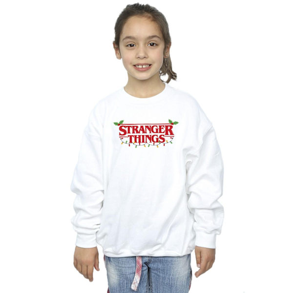 Netflix Girls Stranger Things Julbelysning Sweatshirt 9-11 White 9-11 Years