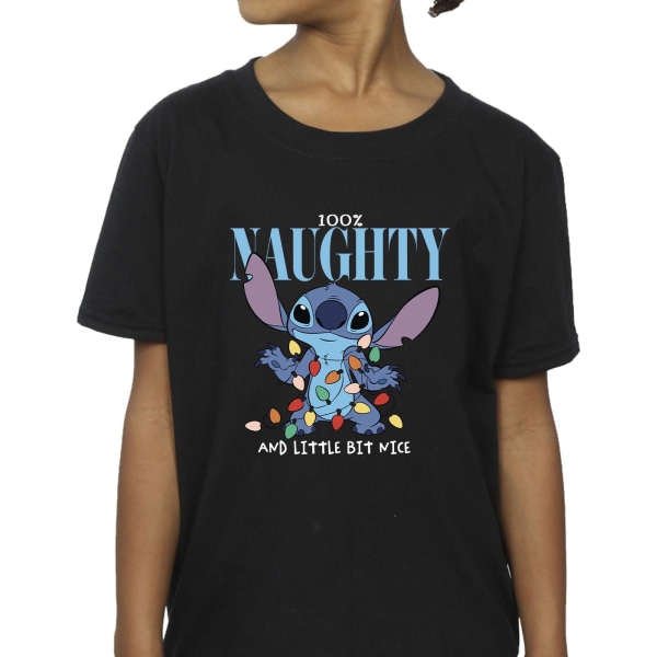 Disney Girls Lilo & Stitch Naughty & Nice T-shirt i bomull 5-6 Ye Black 5-6 Years