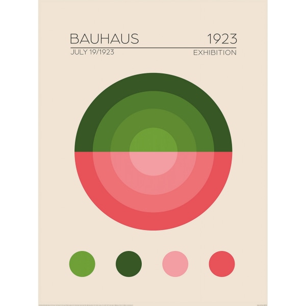 Emel Tunaboylu Bauhaus Yesil Daire Print 80cm x 60cm Rosa/Grön Pink/Green 80cm x 60cm