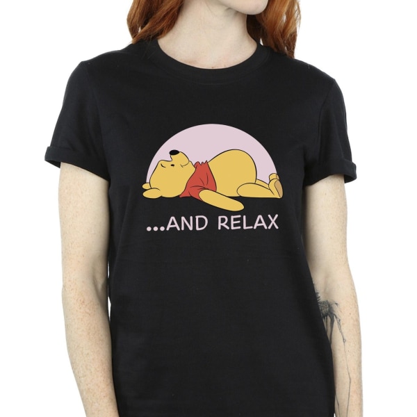 Disney Dam/Dam Nalle Puh Relax Cotton Boyfriend T-S Black 4XL