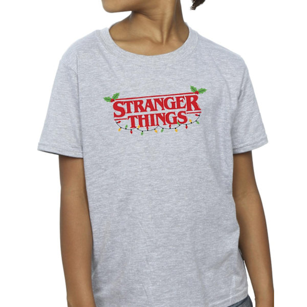 Netflix Girls Stranger Things Julbelysning Bomull T-shirt 9 Sports Grey 9-11 Years