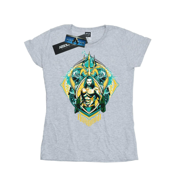 DC Comics Dam/Ladies Aquaman The Trench Crest T-shirt i bomull Sports Grey L