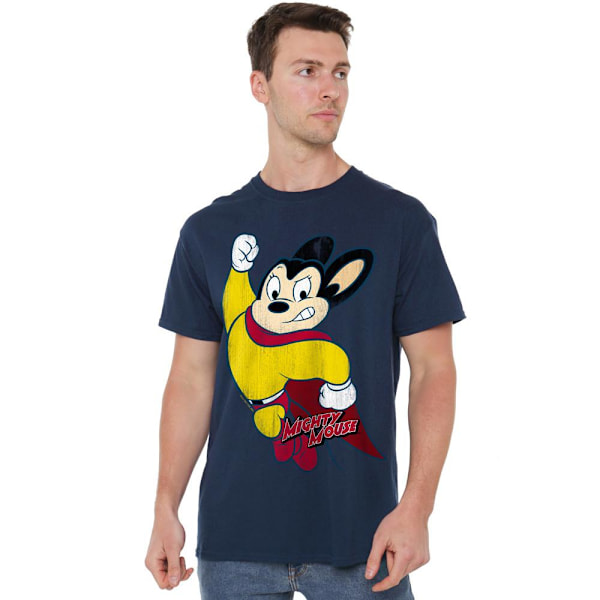 Mighty Mouse Herr Klassisk Hjälte T-Shirt L Marinblå Navy L