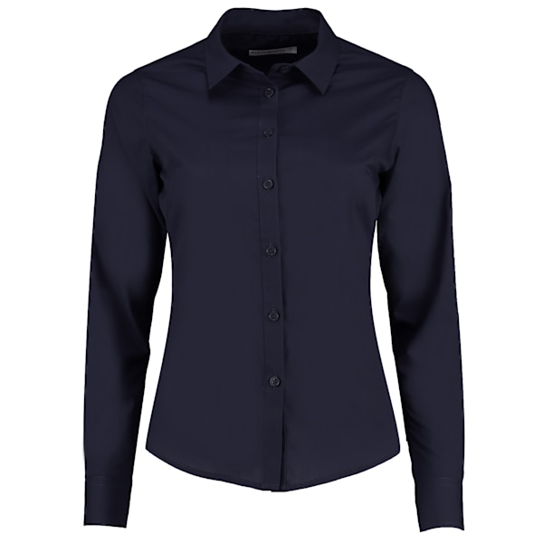 Kustom Kit Dam/Kvinnor Långärmad Poplin Skjorta 6 Mörk Marinblå Dark Navy 6