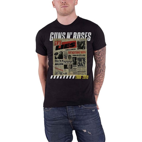 Guns N Roses Unisex Adult Lies Track List Tillbaka Print T-Shirt XL Black XL