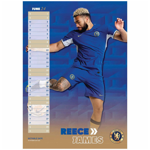 Chelsea FC 2024 A3 Väggkalender One Size Guld/Blå Gold/Blue One Size