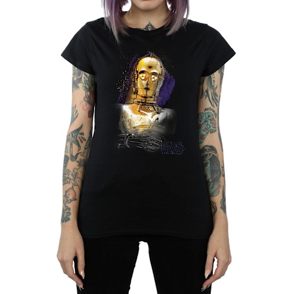 Star Wars Dam/Kvinnor The Last Jedi C-3PO Borstad Bomull T-Sh Black XL