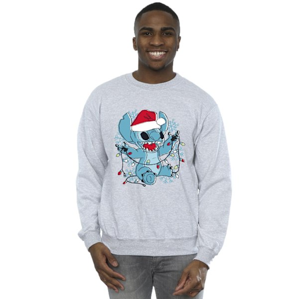 Disney Herr Lilo And Stitch Julbelysning Skiss Sweatshirt Sports Grey XL