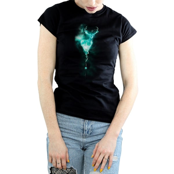 Harry Potter Dam/Kvinna Patronus Stag Bomull T-shirt L Svart Black L