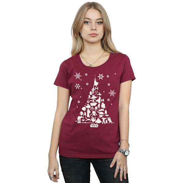 Star Wars Dam/Damer Julgran Bomull T-shirt XXL Bourgogne Burgundy XXL