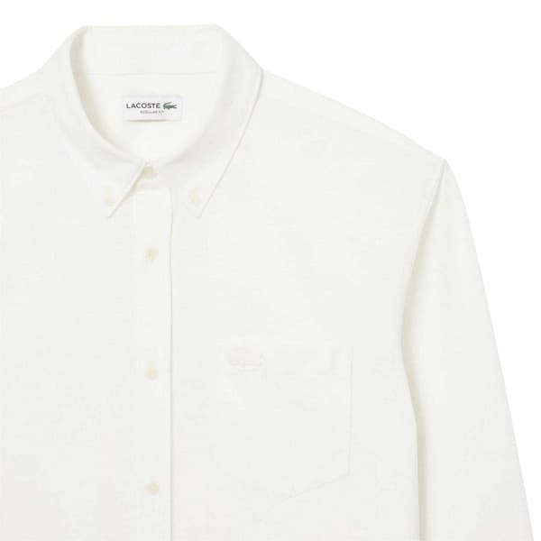 Lacoste Herrskjorta i bomullsjersey, normal passform, 18 tum, gräddvit Cream 18in