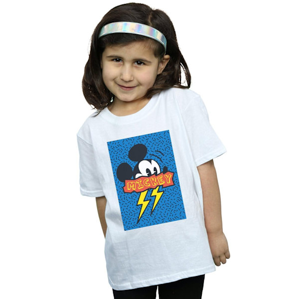 Disney Girls Mickey Mouse 90s Flash Bomull T-shirt 7-8 år Vit White 7-8 Years