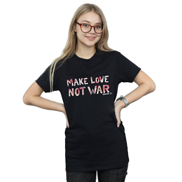 Woodstock Womens/Ladies Make Love Not War Floral Cotton Boyfrie Black 3XL