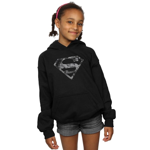 DC Comics Girls Superman Marble Logo Hoodie 7-8 år Svart Black 7-8 Years