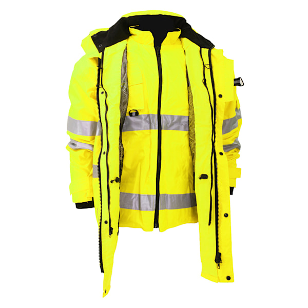 Yoko Hi Vis Multi-Function Andningsbar & Vattentät 7-i-1 Jacka Hi Vis Yellow M