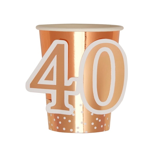 Neviti 40-årsdag engångsmugg (förpackning om 8) One Size Rose G Rose Gold/White One Size