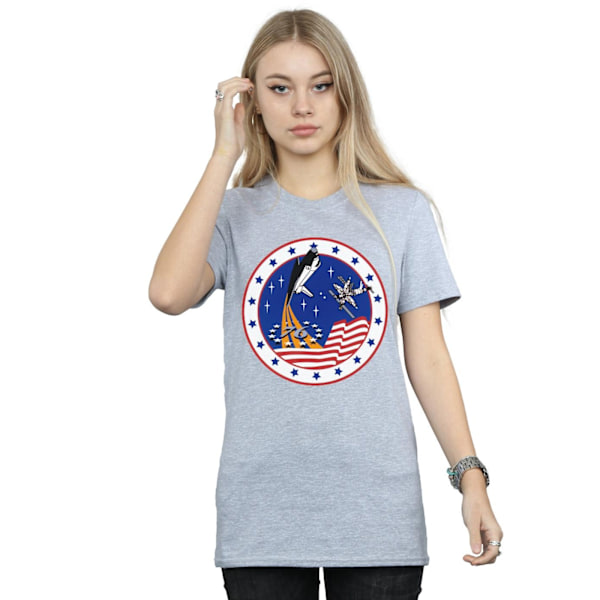 NASA Dam/Damer Classic Rocket 76 Bomull Boyfriend T-Shirt X Sports Grey XL