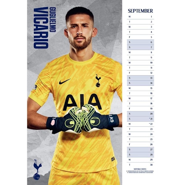 Tottenham Hotspur FC Väggkalender 2025 A3 Storlek Mörkblå/Vit Dark Blue/White One Size