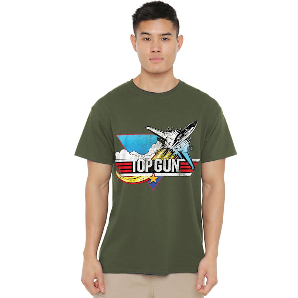 Top Gun Herr Distressed Logo T-Shirt XL Militärgrön Military Green XL